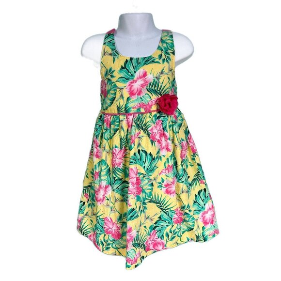 Penelope Mack Girls Tropical Floral Swiss Dot Dress Size 5 - Picture 1 of 8